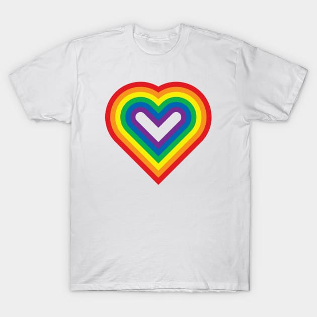 Rainbow Heart Shaped Striped Pattern T-Shirt by speedmanstudio